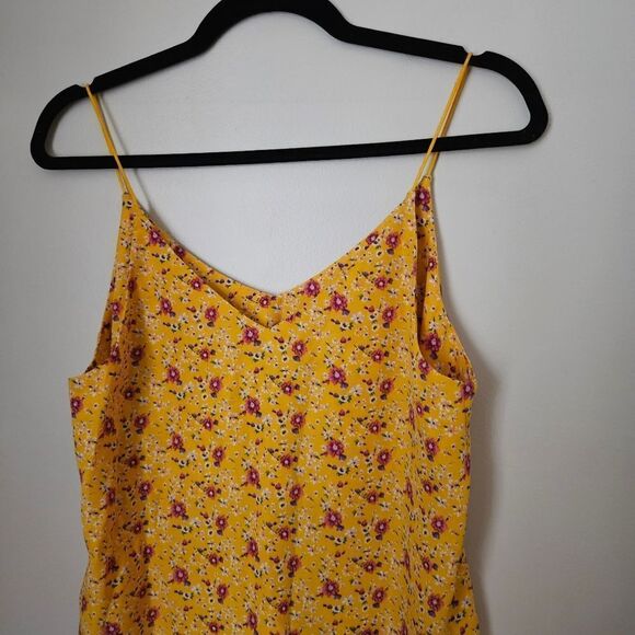 Forever 21 Tank Top Floral Print Casual Trendy Summer Yellow Vacation - Picture 5 of 7